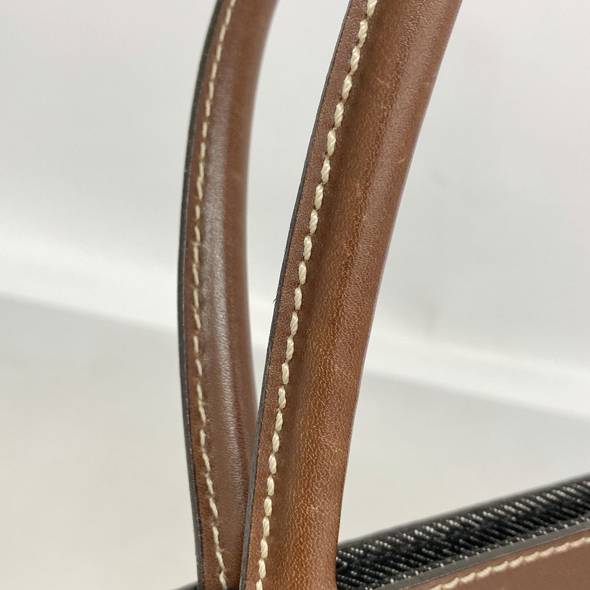 Chanel Tote Bag Denim Leather Black Brown Silver — view 8