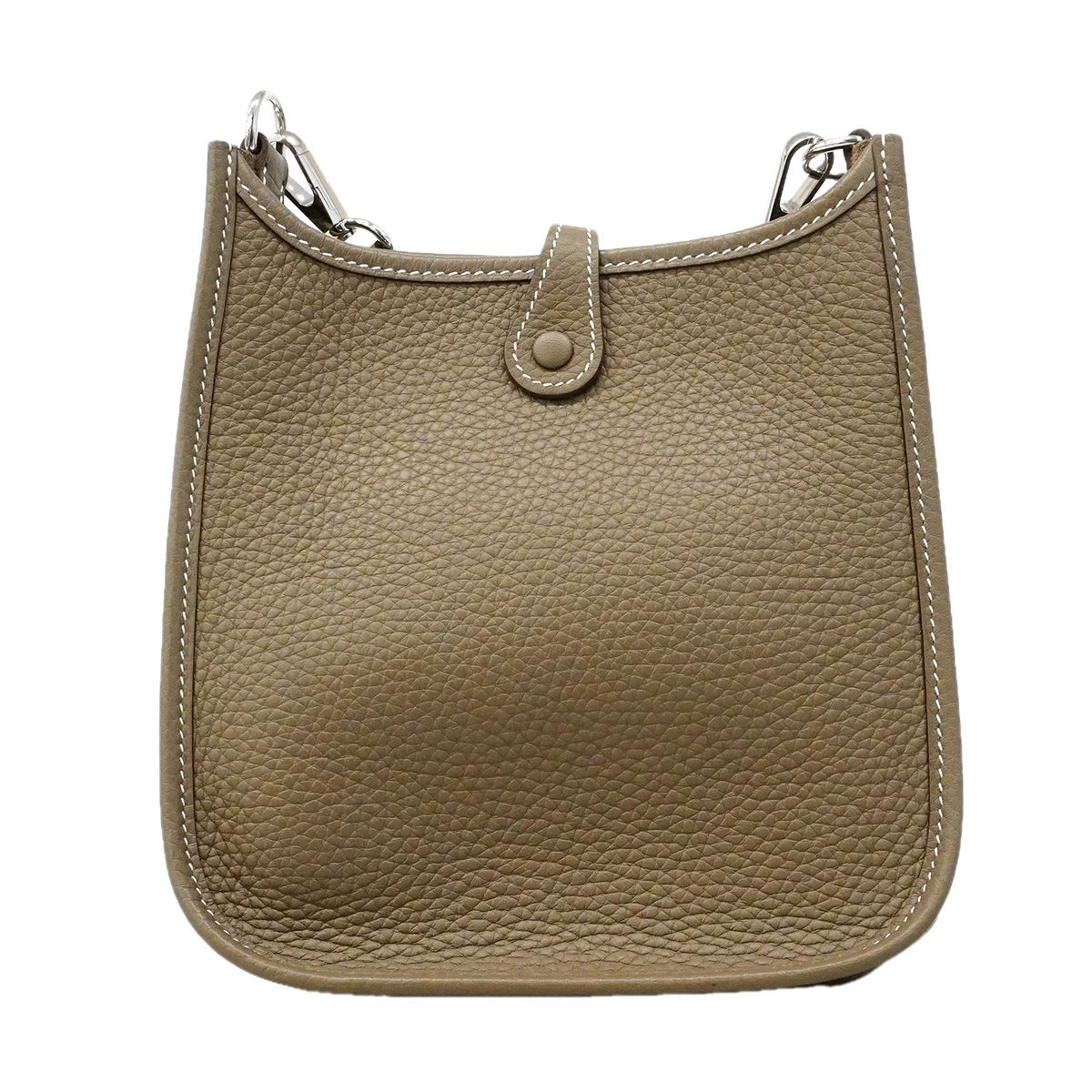 Hermes Shoulder Bag Evelyne TPM Taurillon Clemence Etoupe Silver — view 7