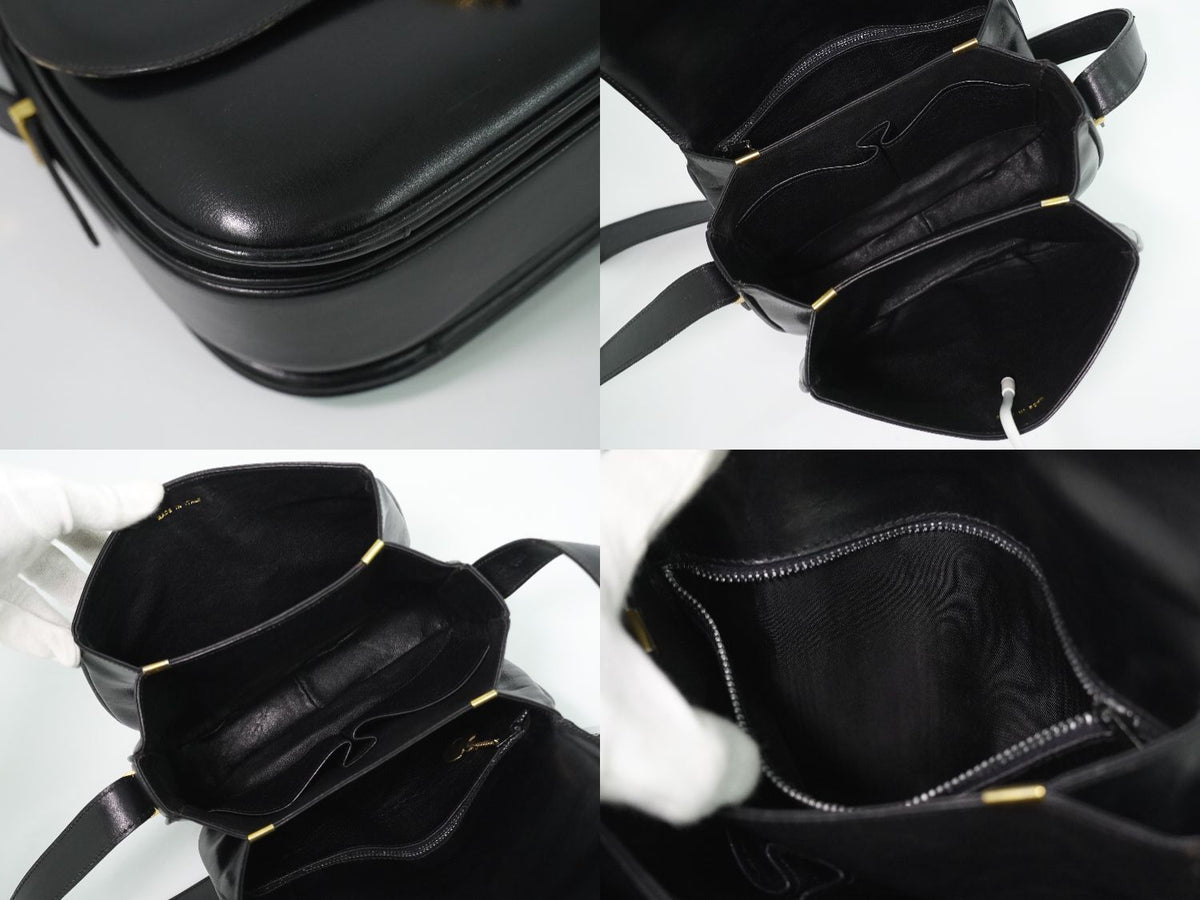 Celine Leather Shoulder Bag Pochette Black — view 8