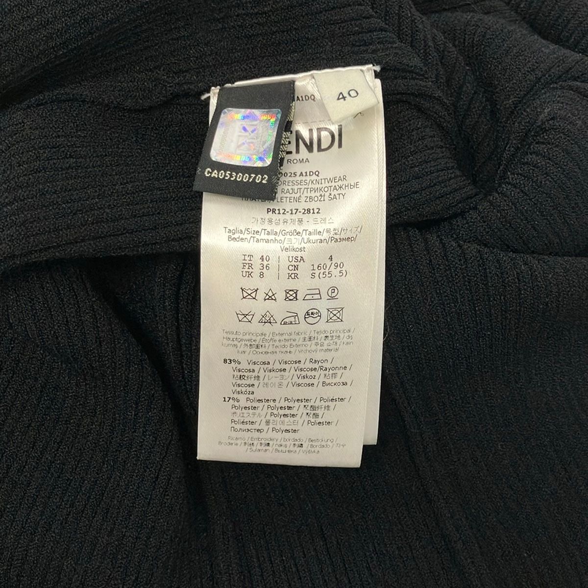 Fendi Dress M Black White Long Sleeve Pearl — view 4