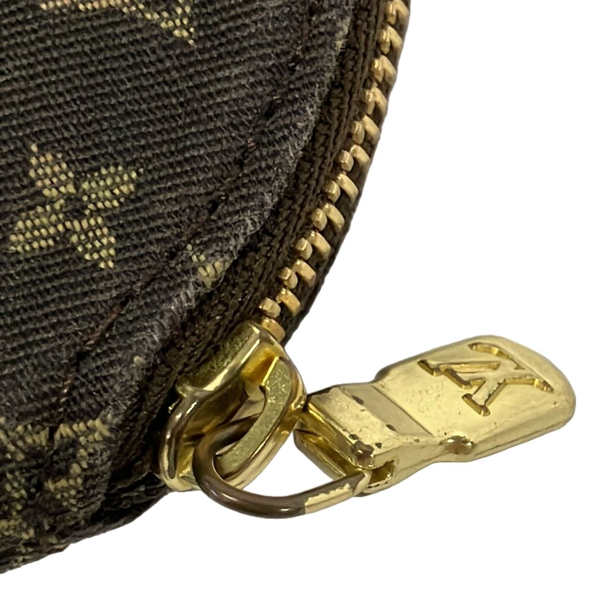 Louis Vuitton Coin Purse Monogram Mini Lin Porte Monnaie Rond Ebene Cotton — view 5