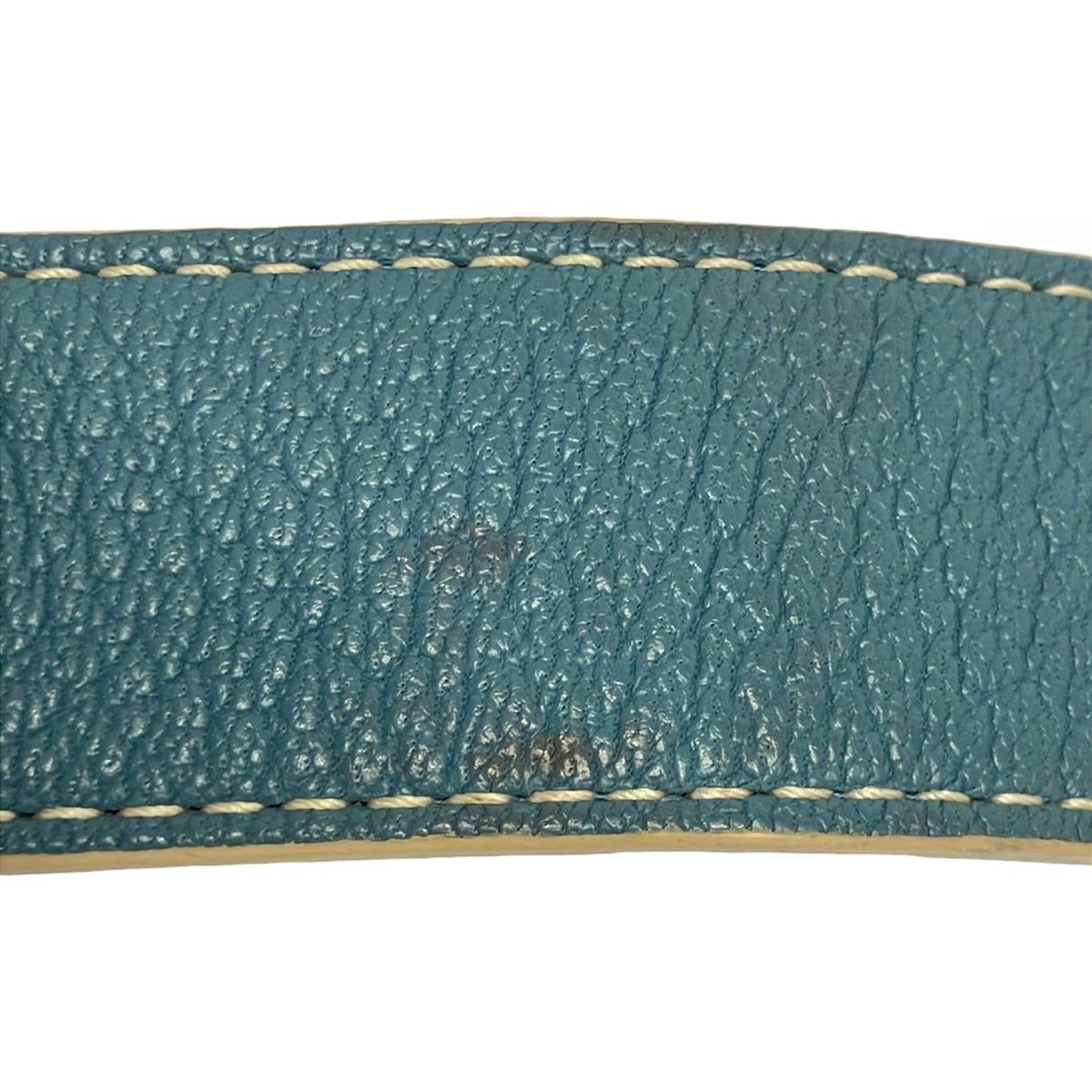 Louis Vuitton Belt 90/36 Blue Gray Gold Studded Leather — view 7