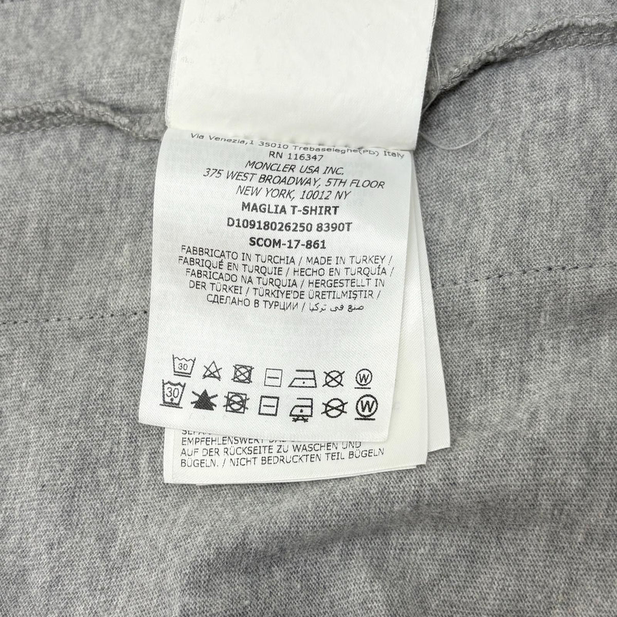 Moncler Rubber Logo Short Sleeve T-Shirt Gray Navy Cotton Nylon S — view 7