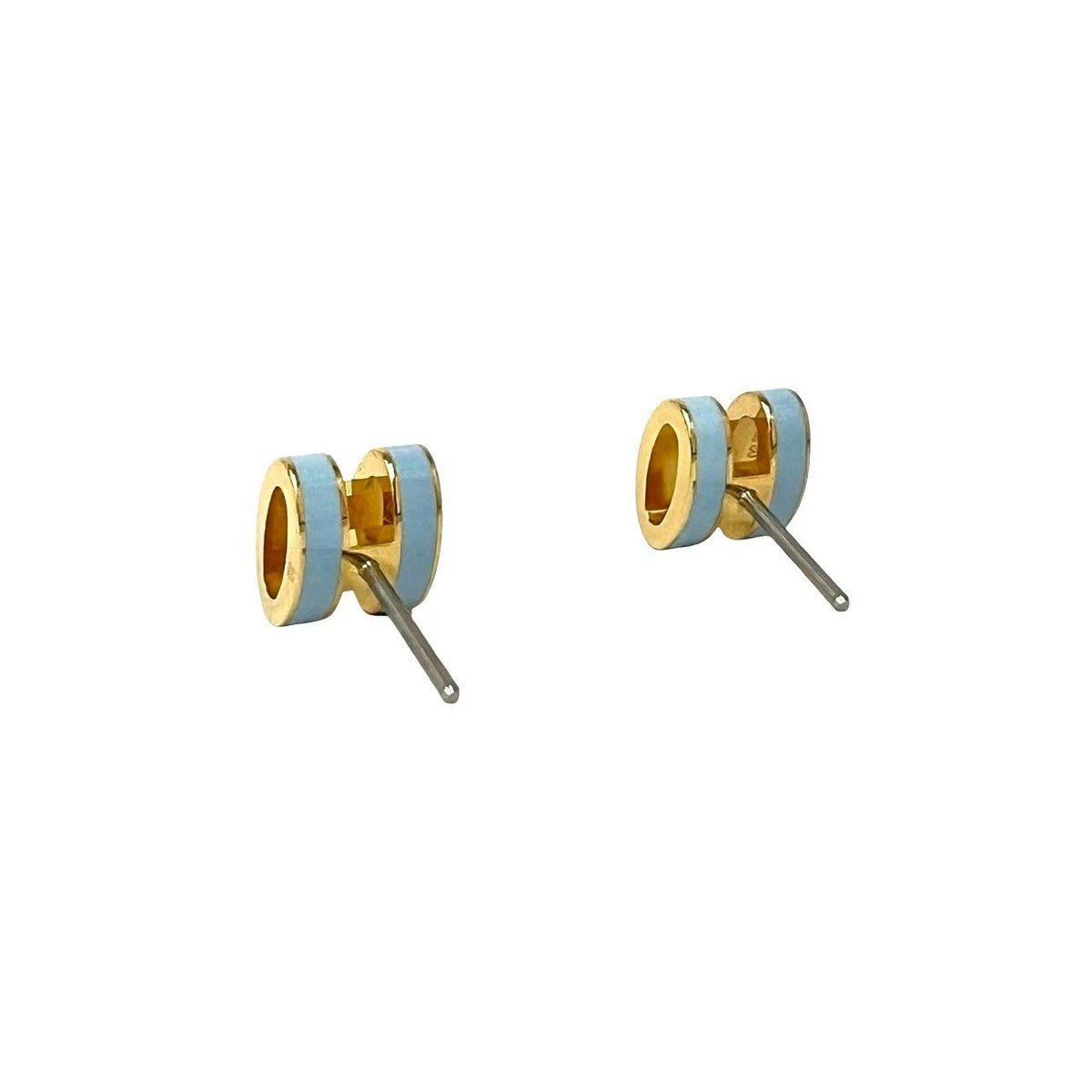 Hermes Mini Pop H Earrings Gold Blue — view 7