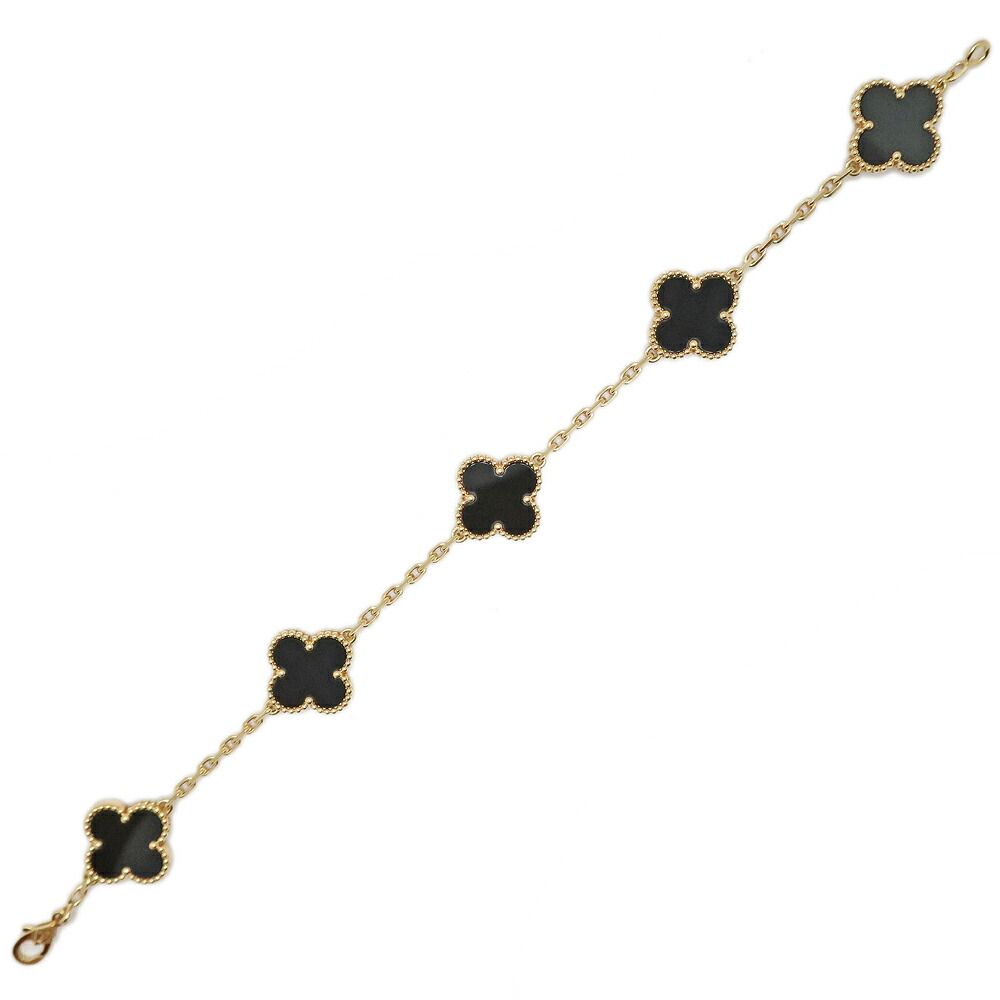 Van Cleef & Arpels Vintage Alhambra Bracelet Onyx 750 Yellow Gold — view 8