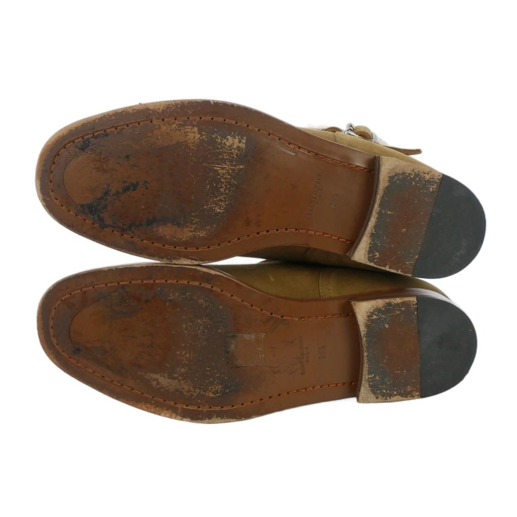 Saint Laurent Paris Fleece Suede Leather Engineer Boots Brown — view 8