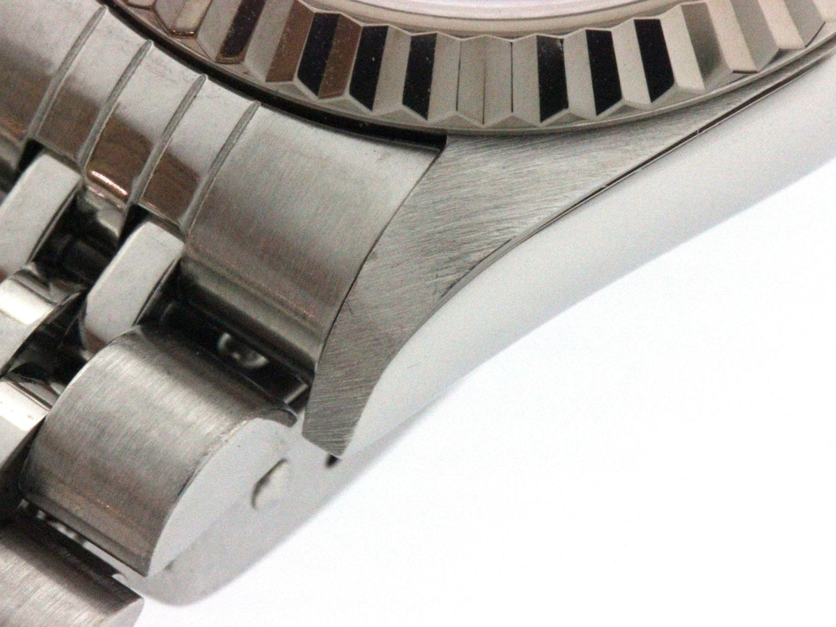 Rolex Datejust 26 Watch Stainless Steel 18k White Gold Diamond Black Dial — view 8