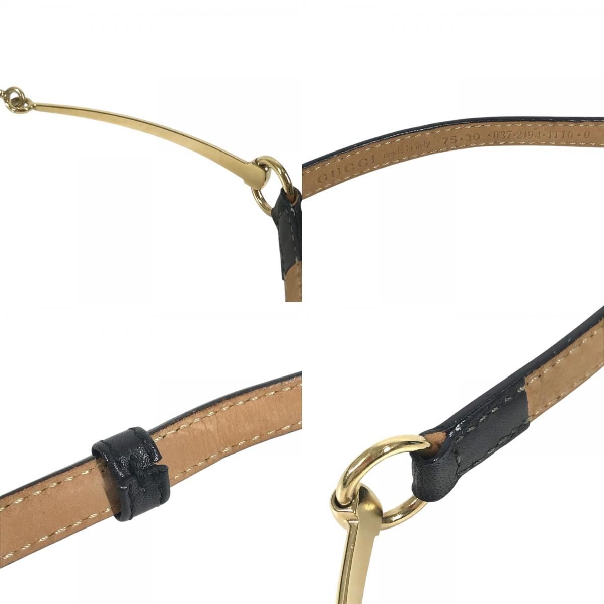 Gucci Belt Logo Horsebit Thin Leather Black — view 8