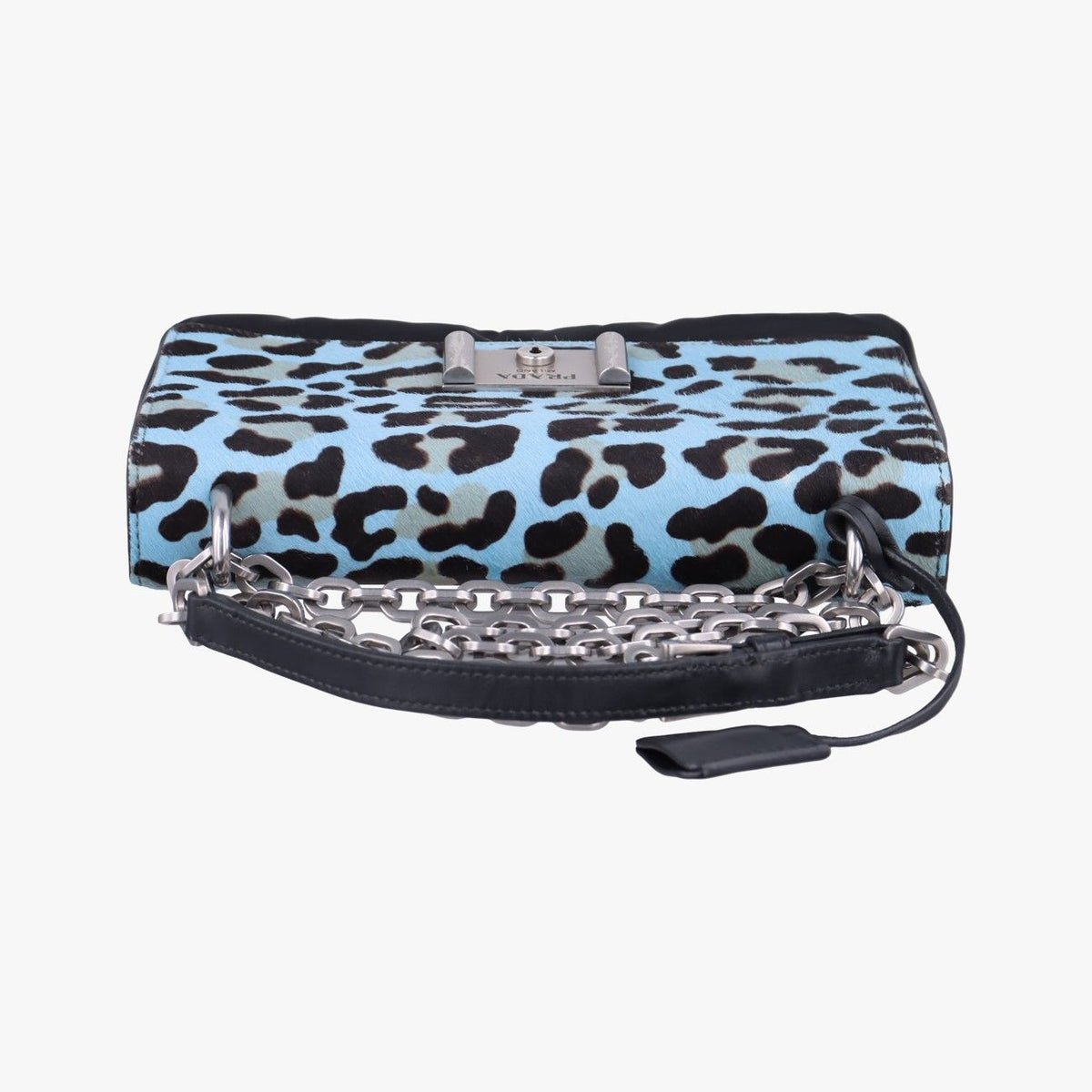 Prada Leopard Print Blue Black Calf Hair Nylon — view 8