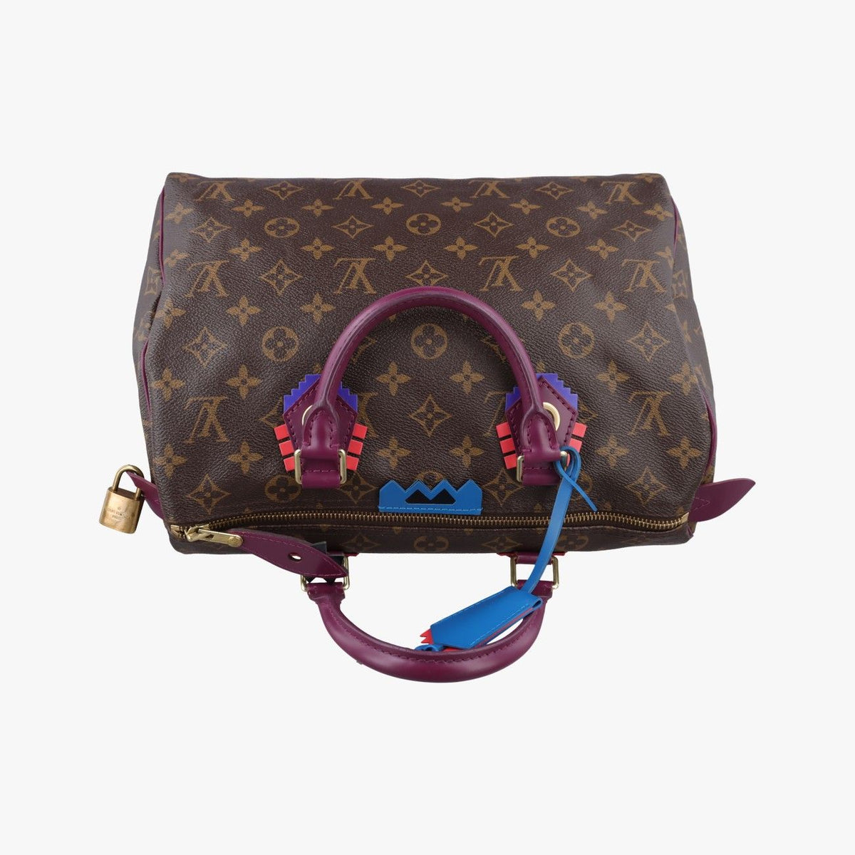 Louis Vuitton Speedy 30 Monogram Brown Magenta Totem Handbag — view 8