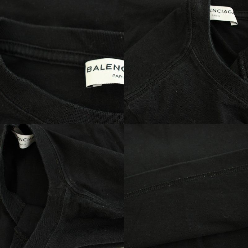 Balenciaga T-Shirt Crew Neck Short Sleeve Logo Print Black White S — view 7