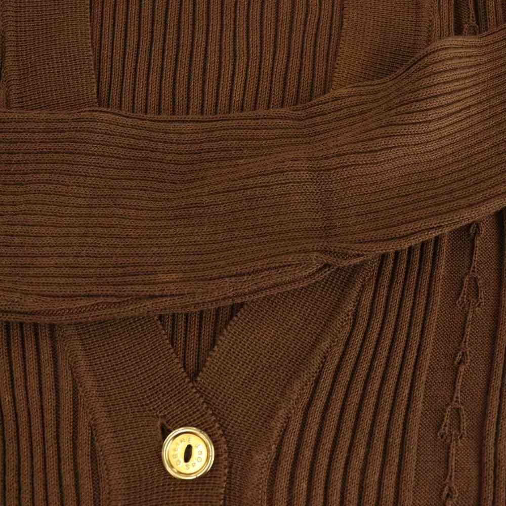 Celine Vintage Cotton V-neck Rib Cardigan Knit Long Sleeve Brown 38 — view 8