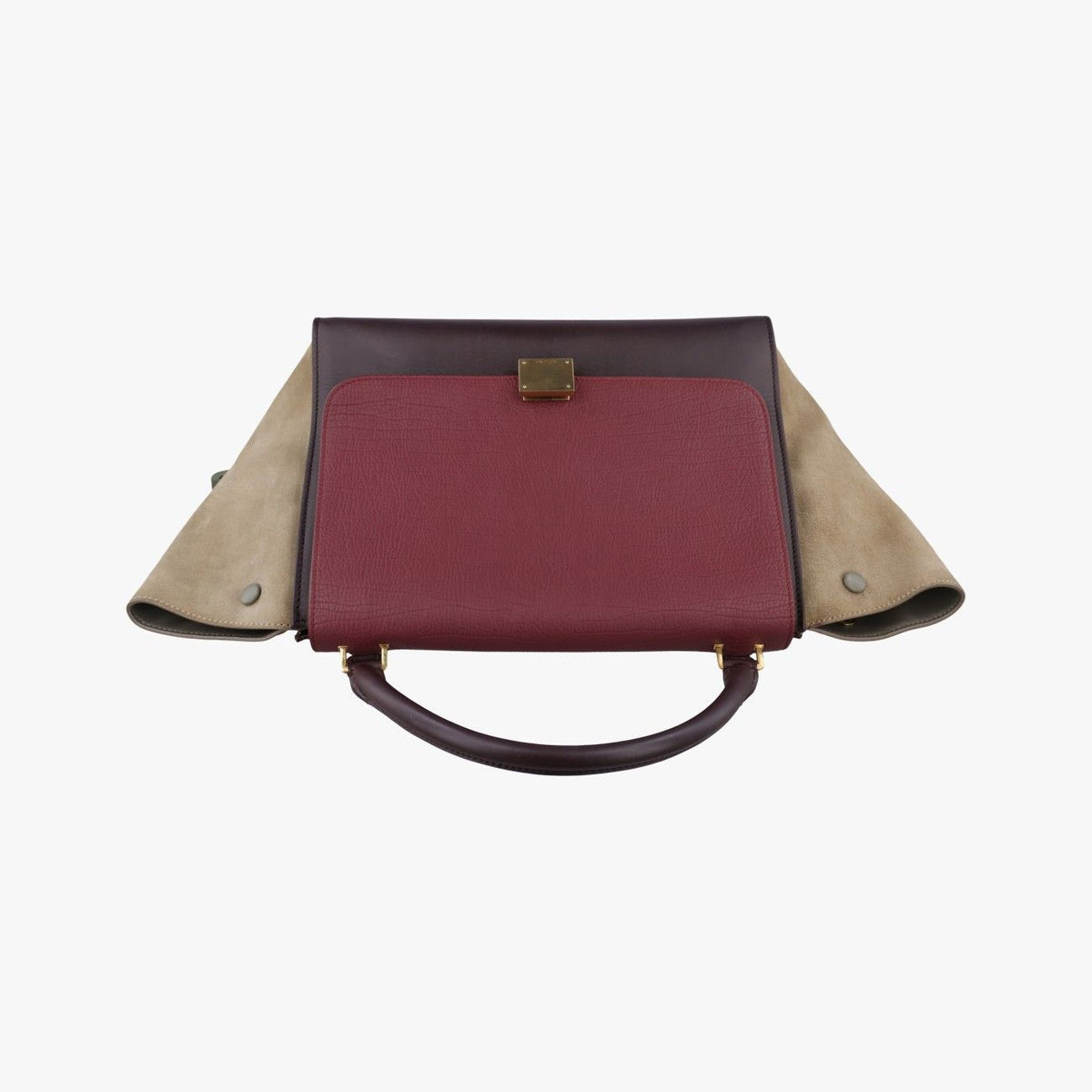 Celine Trapeze Medium Bordeaux Black Brown Suede Leather Handbag — view 8