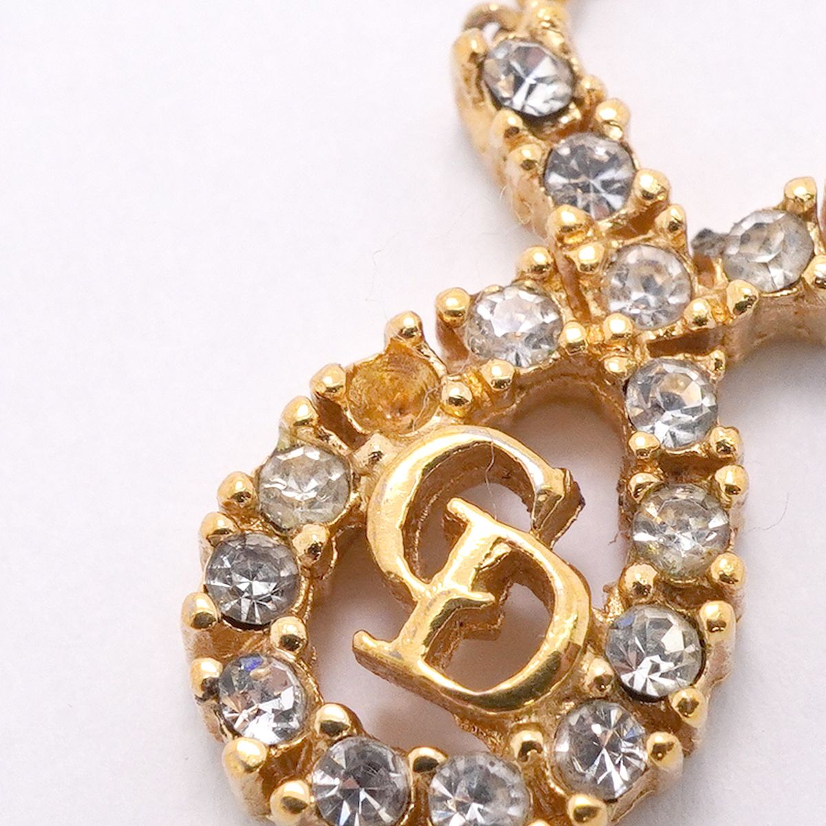 Dior Necklace CD Logo Gold Plated Rhinestone — view 8