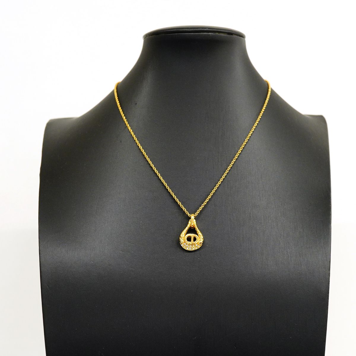Dior Necklace CD Logo Gold Plated Rhinestone — view 5