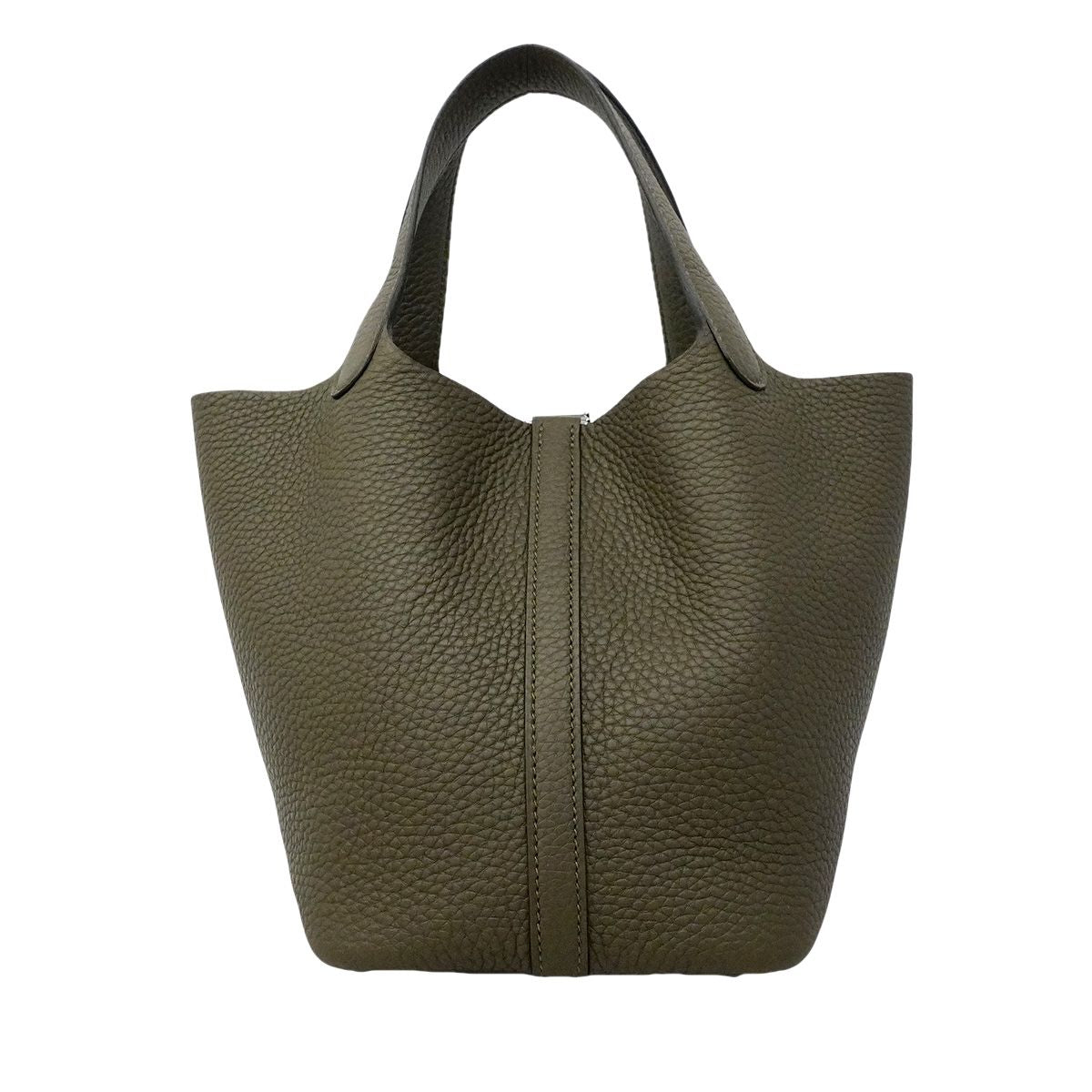 Hermes Handbag Picotin Lock PM Taurillon Clemence Vert Loden Silver — view 6