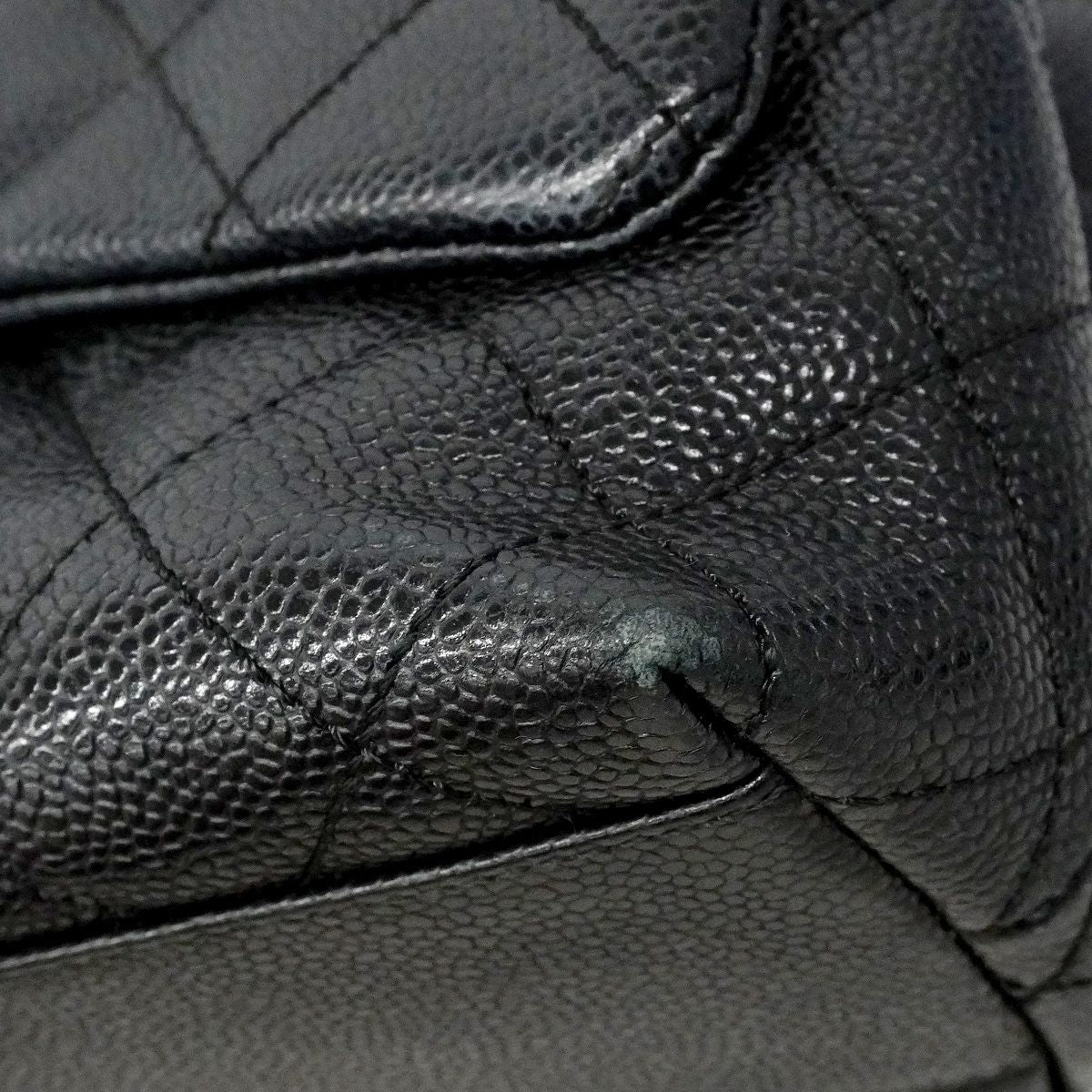 Chanel Handbag Quilted Caviar Leather Black Silver — view 8