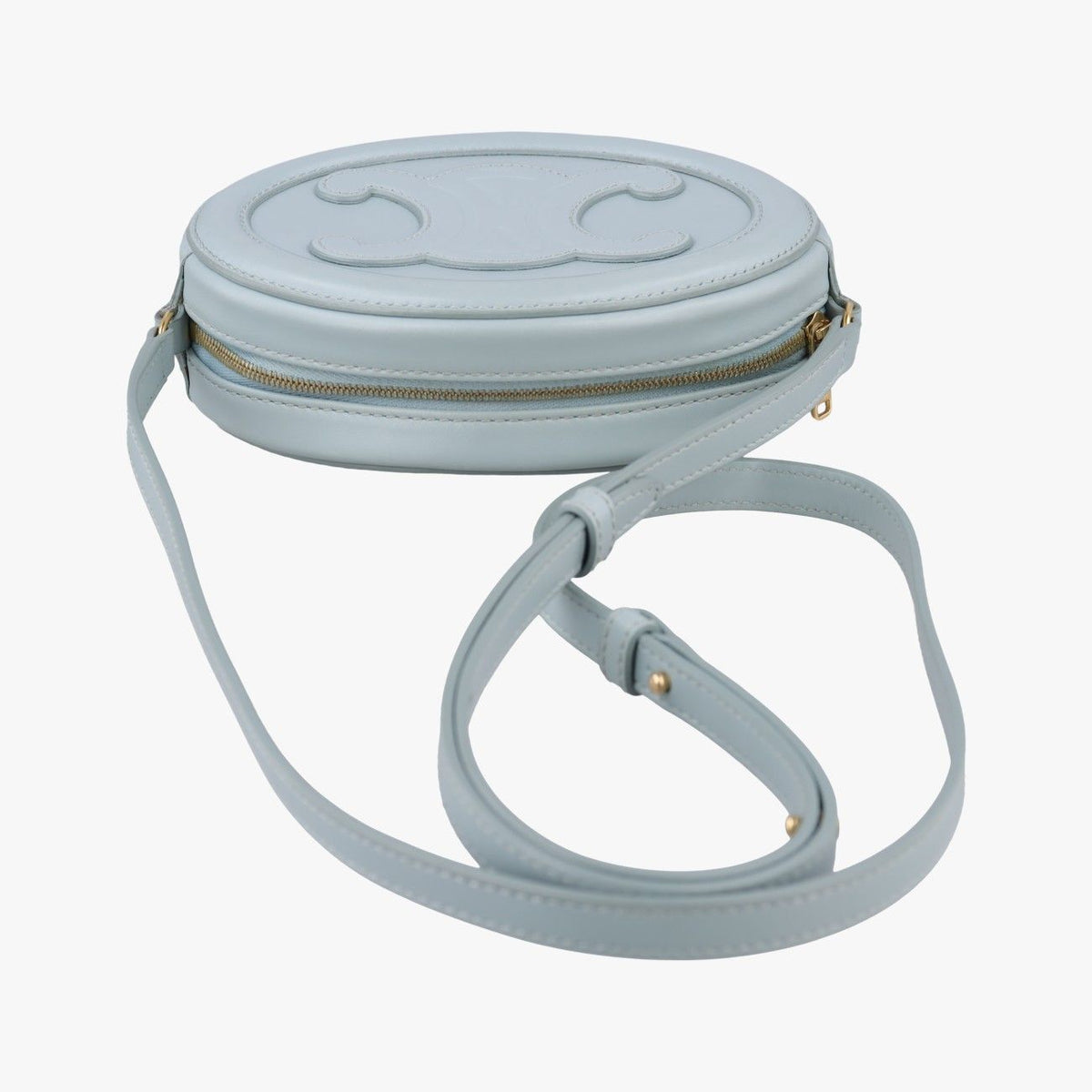 Celine Oval Perth Cuir Triomphe Blue Leather — view 8