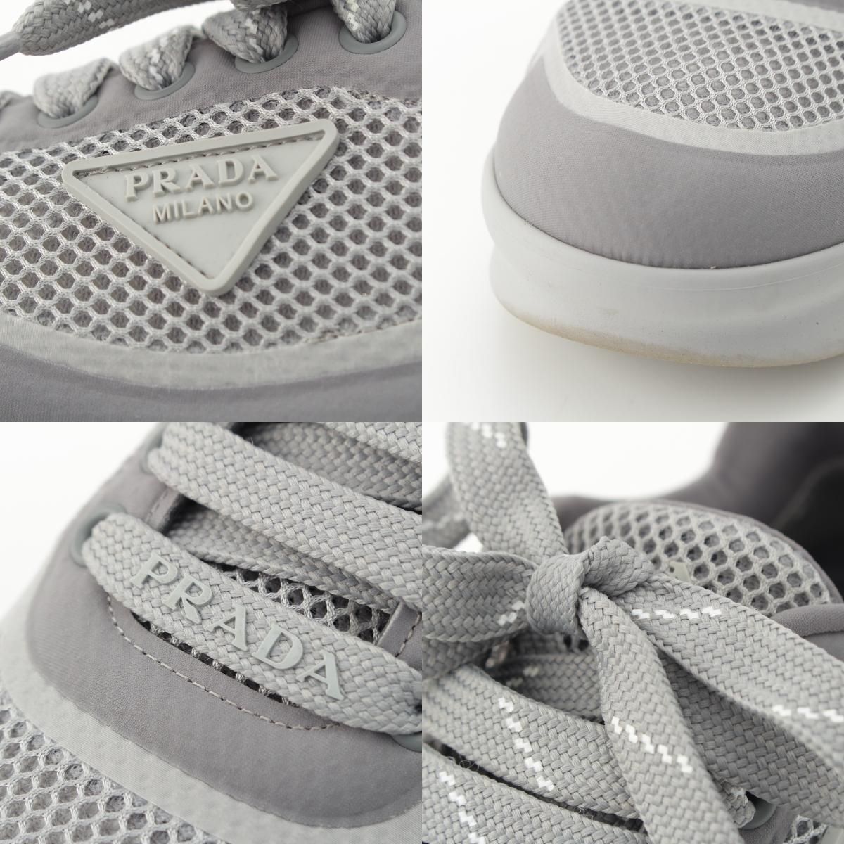 Prada Re-Nylon Logo Mesh Lace-up Sneakers Gray — view 8