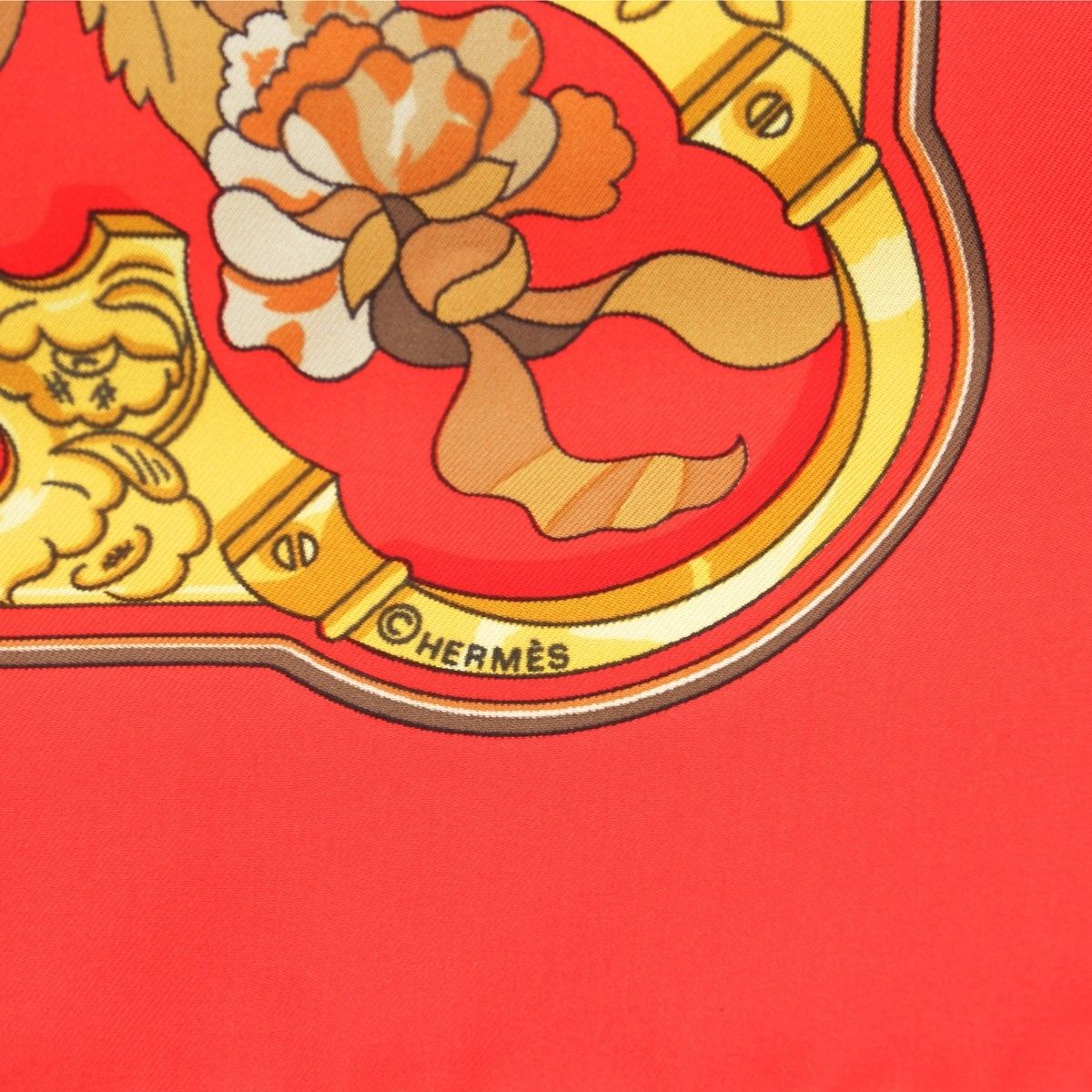 Hermes Carre 90 Sawdust Copeaux Silk Scarf Red — view 8
