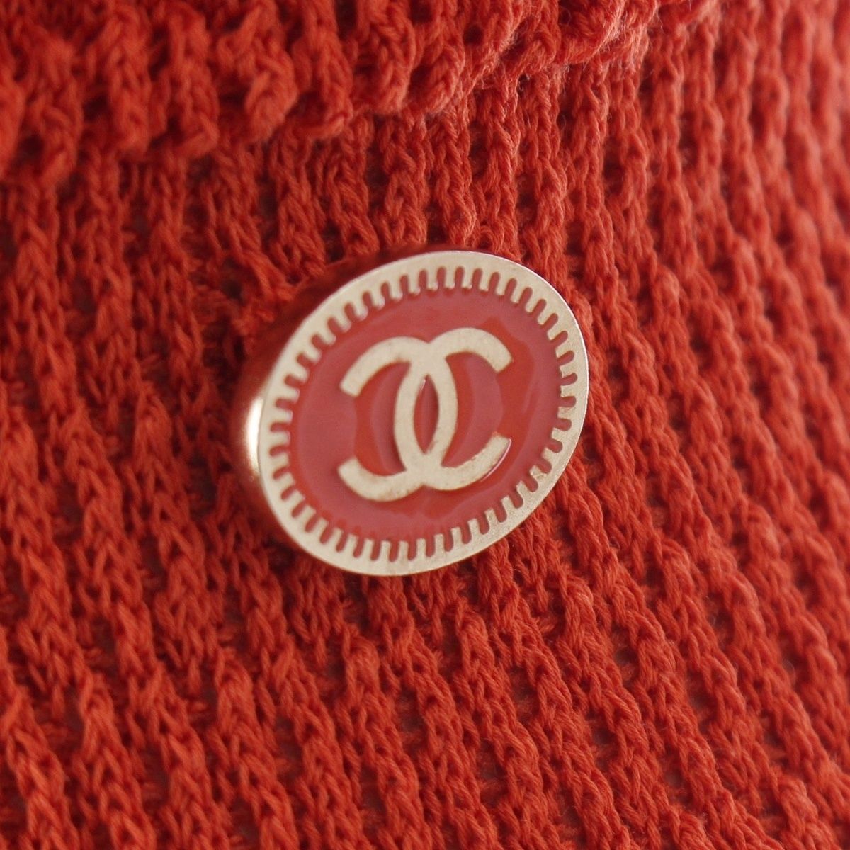 Chanel Cotton CC Logo Plate Change Knit Sleeveless Dress Terracotta Orange 38 — view 8