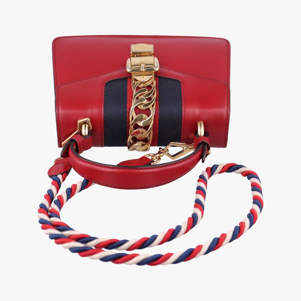 Gucci Sylvie Red Leather Shoulder Bag — view 8