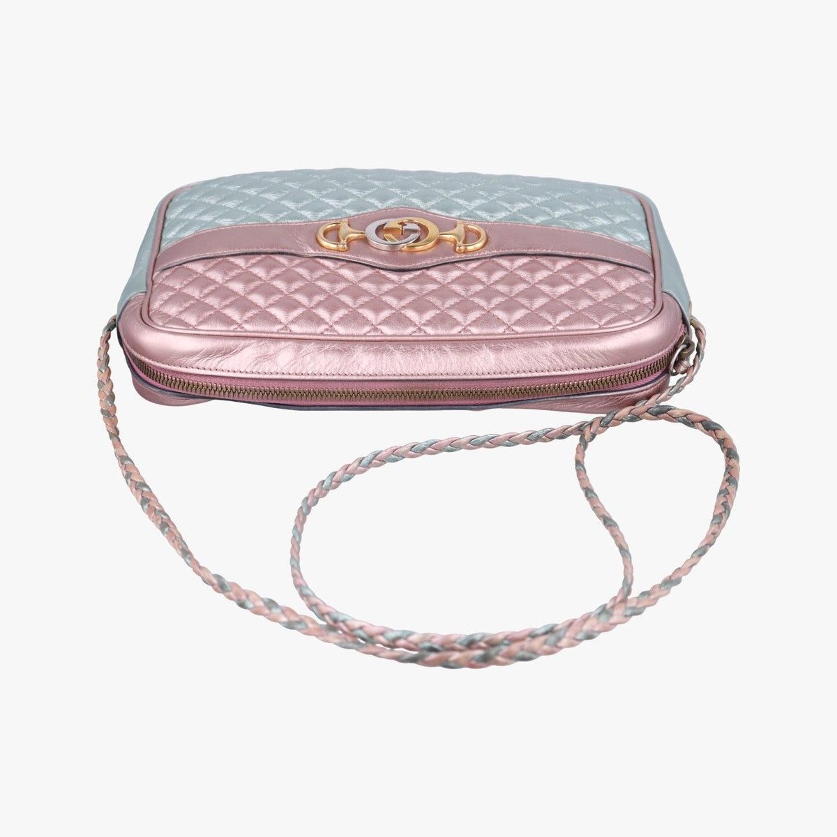 Gucci Trapuntata Camera Laminate Pink Green Multi Leather — view 8