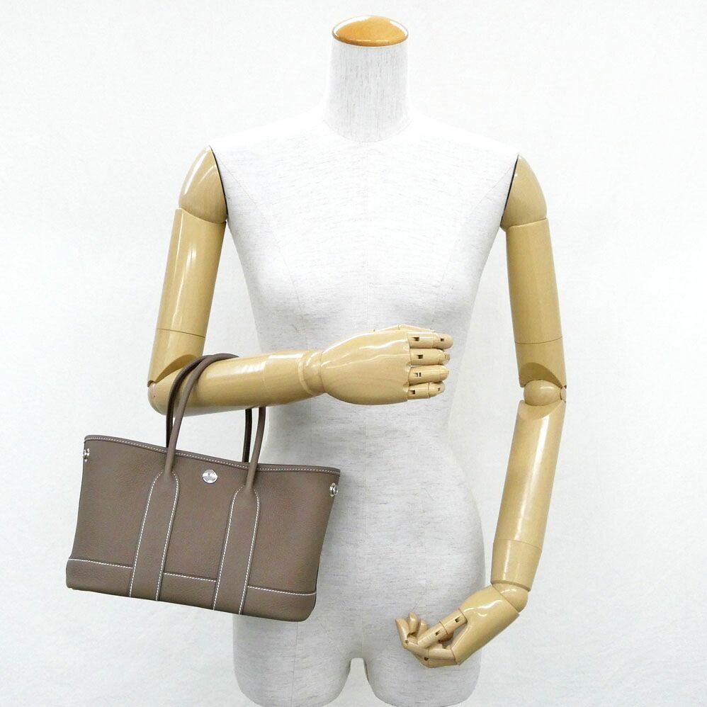Hermes Neo Garden 23 Etoupe Negonda Silver Handbag — view 8