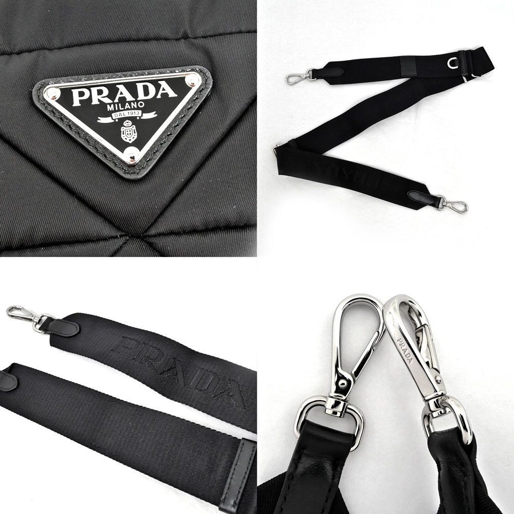 Prada Small Padded Re-Nylon Tote Black Shoulder Bag — view 8