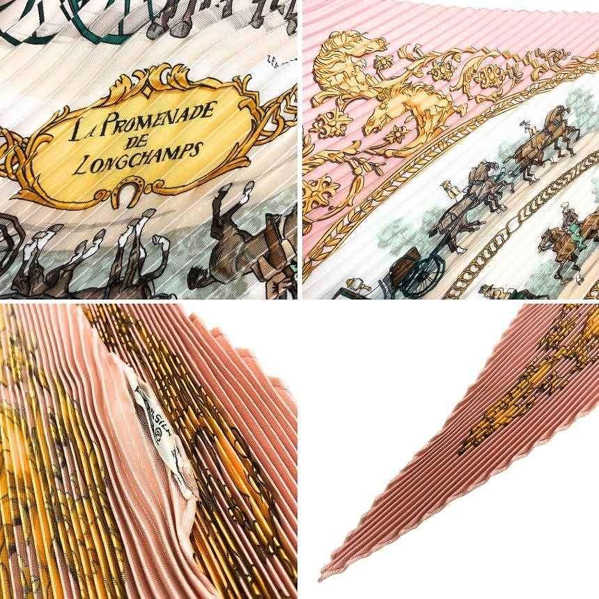 Hermes Pleated Scarf Carre 90 la Promenade de Walk to Long Chien Silk Pink — view 3