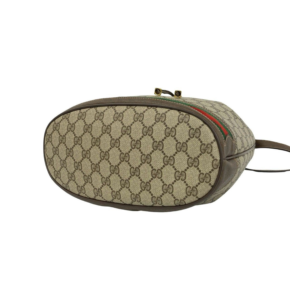 Gucci Vintage Sherry Line GG Pattern Logo Leather Drawstring Shoulder Bag Brown — view 8