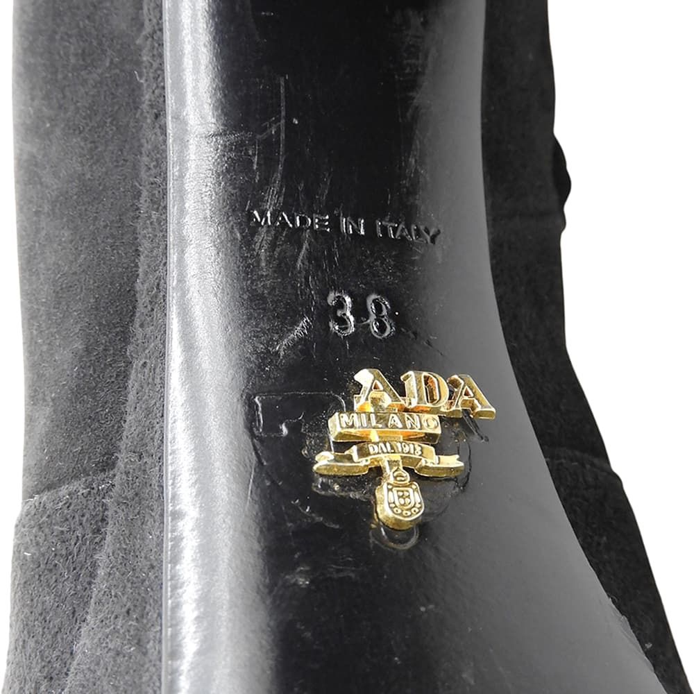 Prada Short Boots Shoes Suede Black — view 6