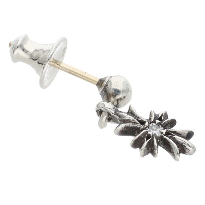 Chrome Hearts Tny CH Pls Dia Tiny Ech Plus Drop 1 Diamond Silver Earrings — view 3