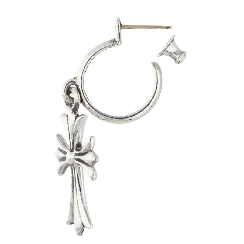 Chrome Hearts Tiny CH Cross Hoop Silver Earrings — view 5