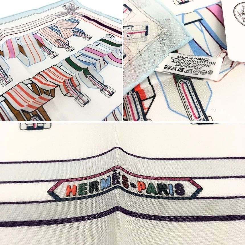 Hermes Handkerchief Carre Scarf les Sangles en Finesse Anne Metz Belt Pattern — view 3