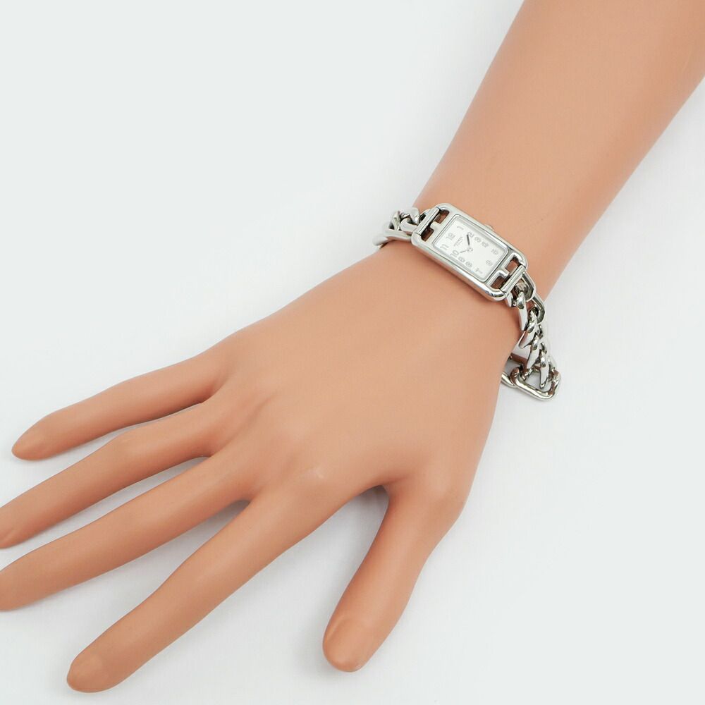 Hermes Nantucket Silver Dial SS Quartz Chain Watch — view 8