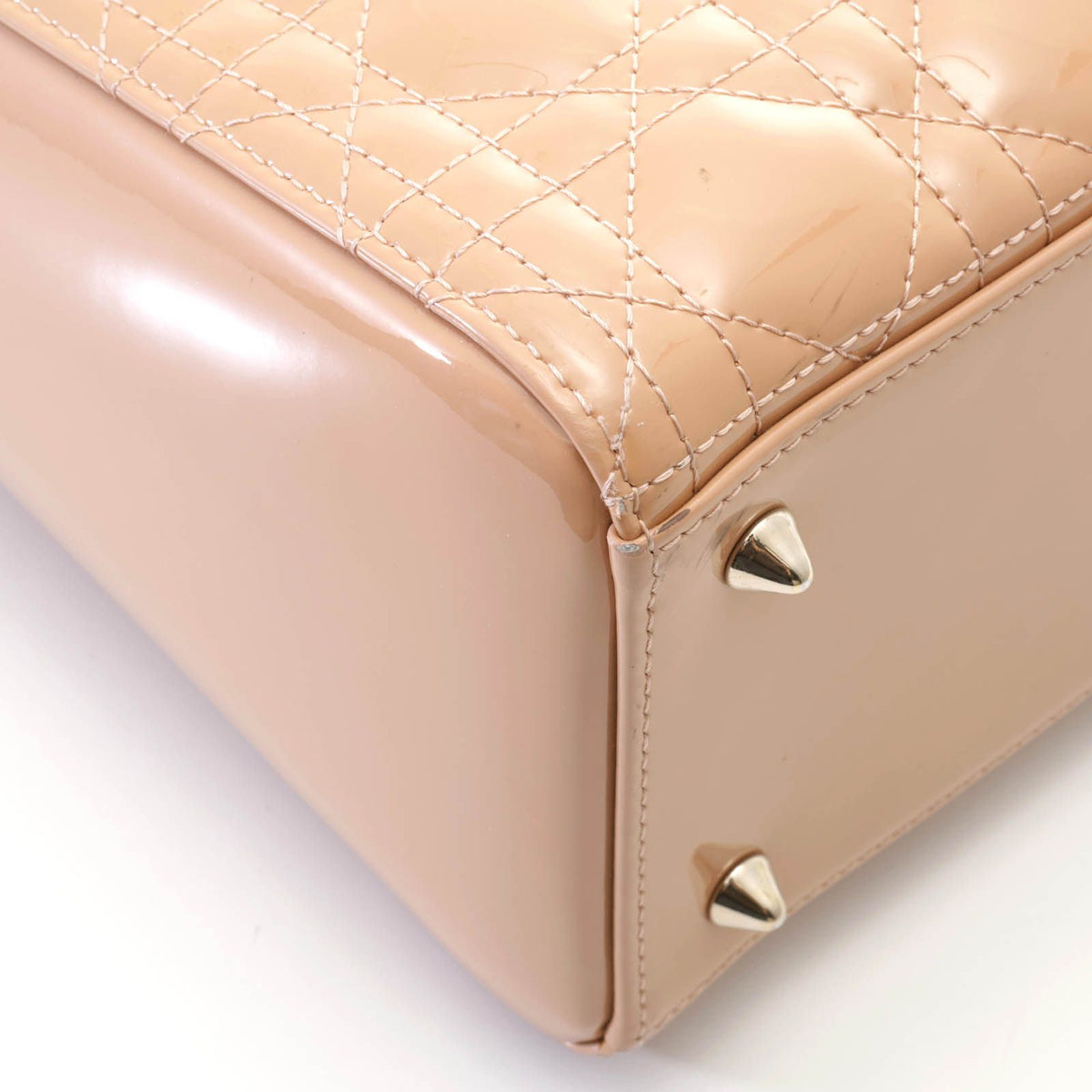 Dior Cannage Lady Dior Medium Handbag Patent Leather Pink Beige — view 8