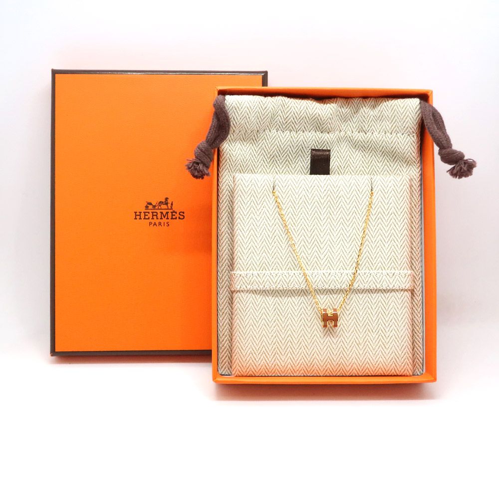 Hermes Necklace Mini Pop H Rocabar New Gold Yellow H Logo Pendant — view 8