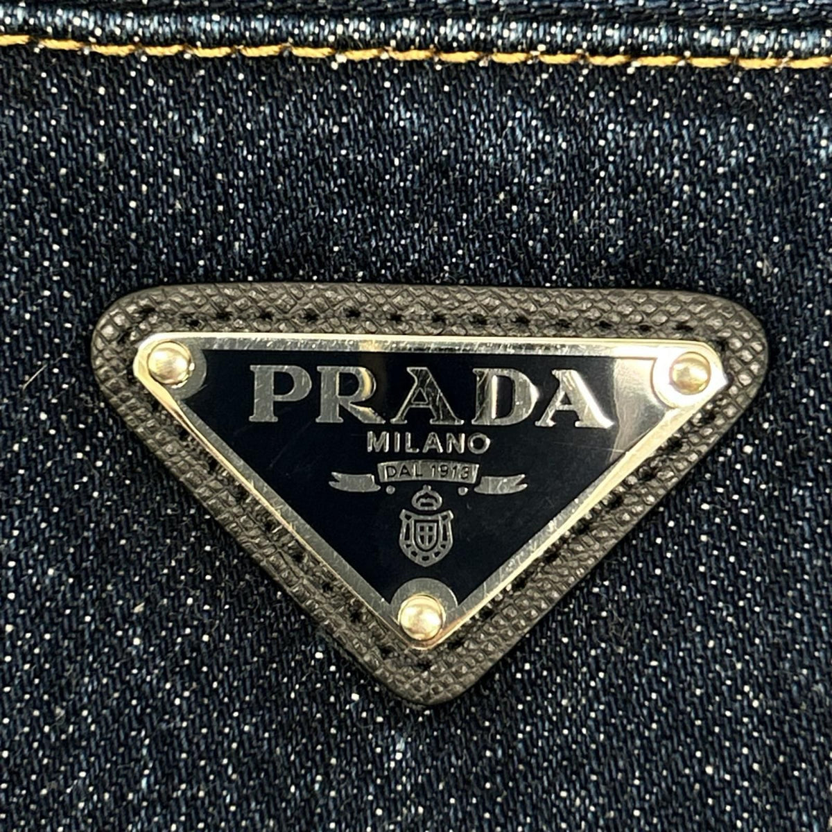 Prada Triangle Plate Indigo Denim Shorts 38 — view 8
