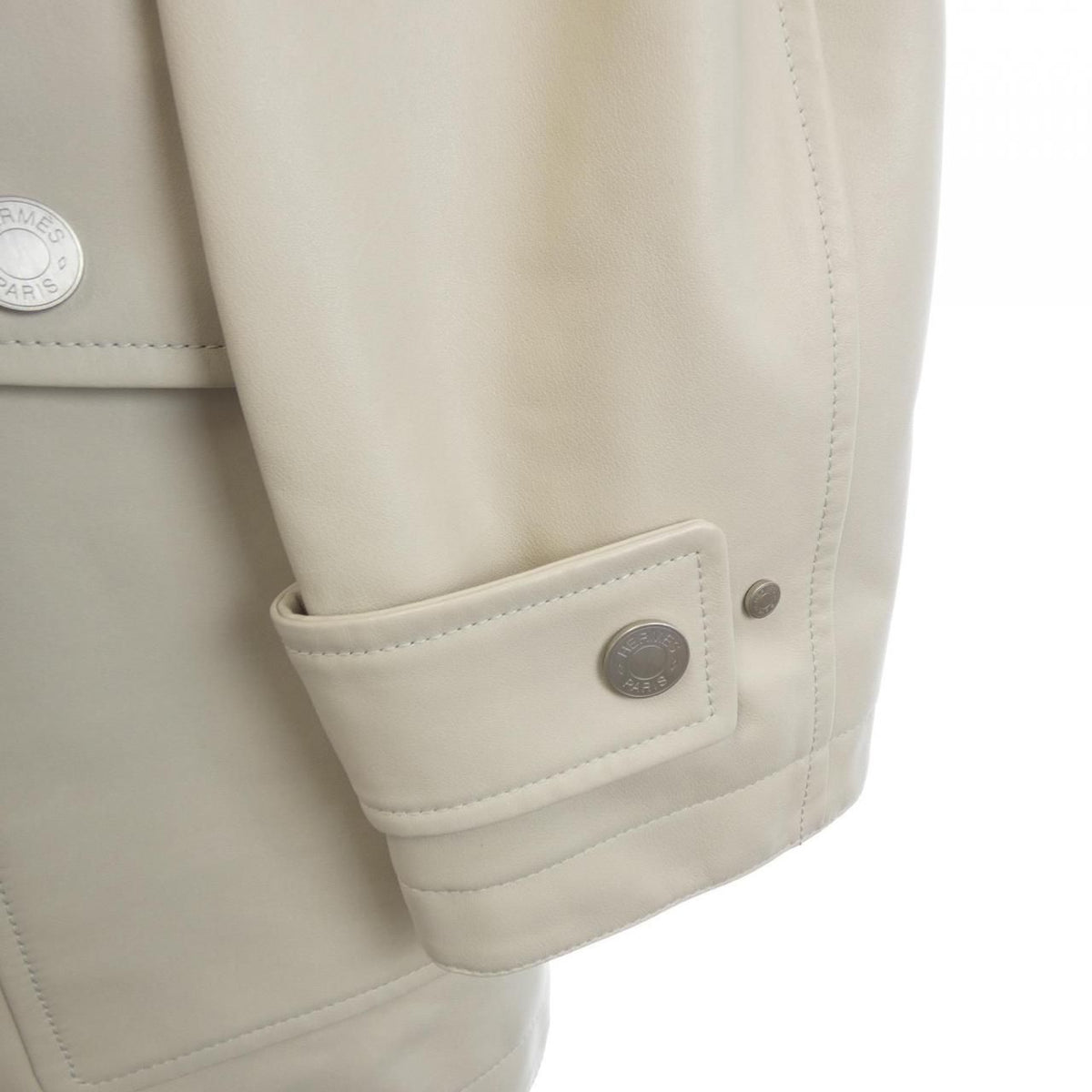 Hermes Leather Coat Beige — view 6