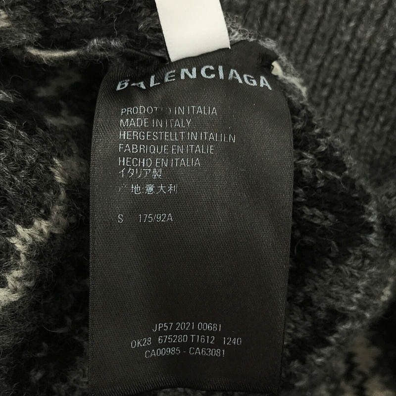 Balenciaga Fair Isle Over Wool Knit Pullover Black Sweater S — view 7