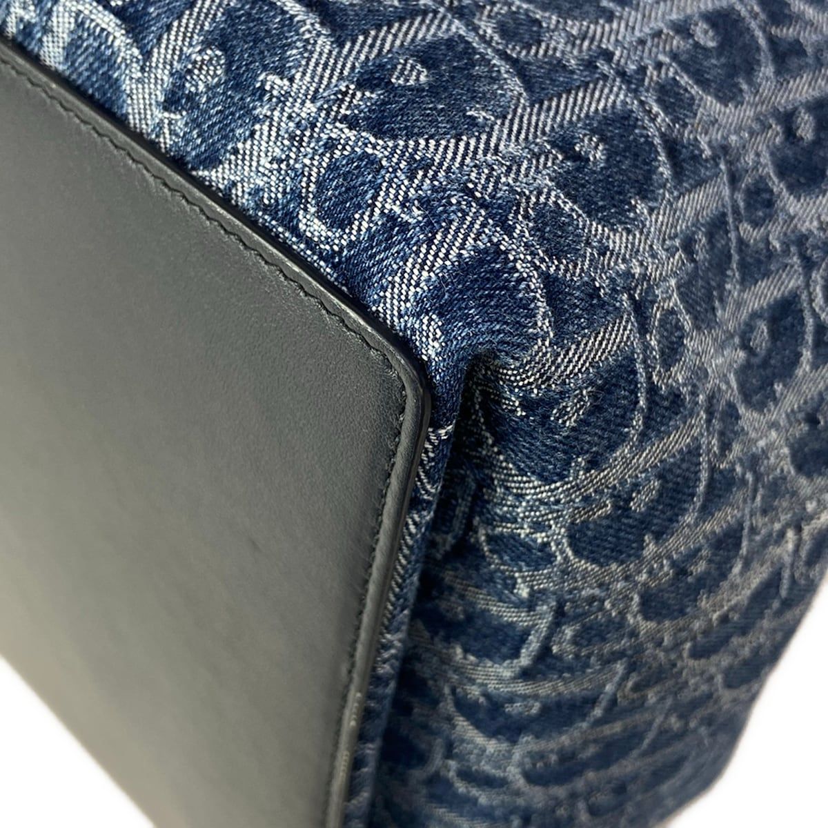 Dior Tote Bag Toujours Large Blue Dark Navy Denim Oblique Leather — view 8