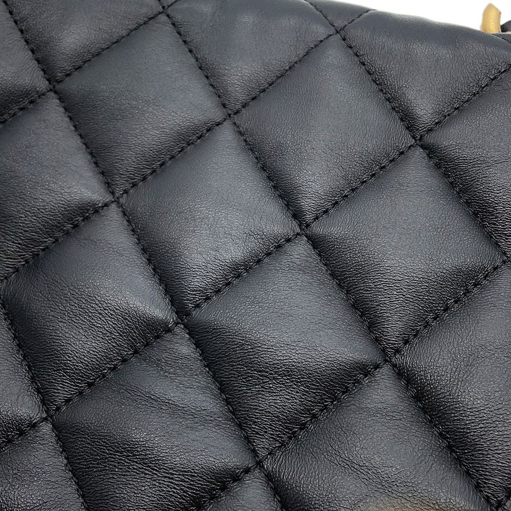 Chanel Chain Shoulder Bag Mini Quilted CC Logo Lambskin Black — view 8