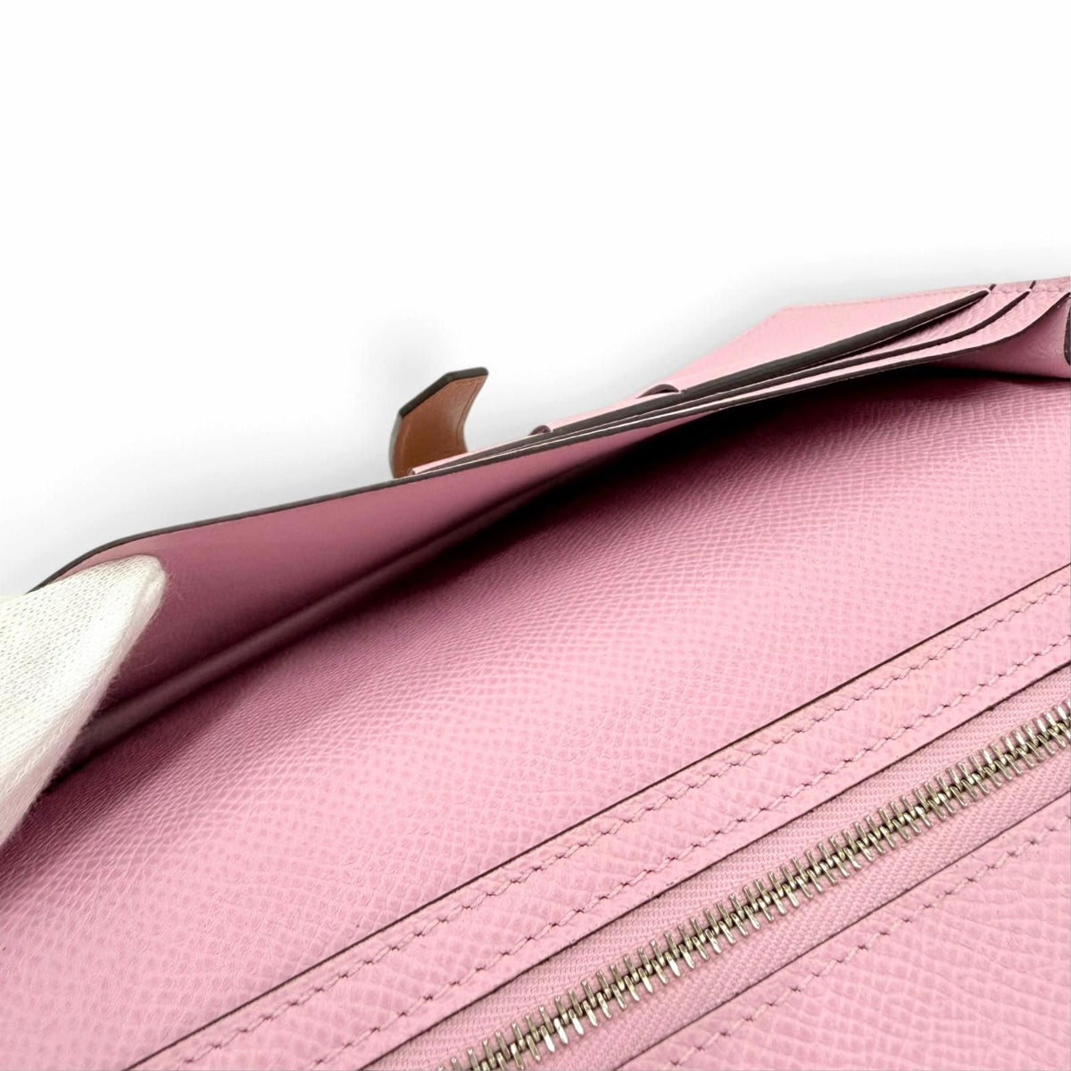 Hermes Bearn Soufflet Verso Veau Epsom Chai Mauve Sylvestre Silver Wallet — view 8