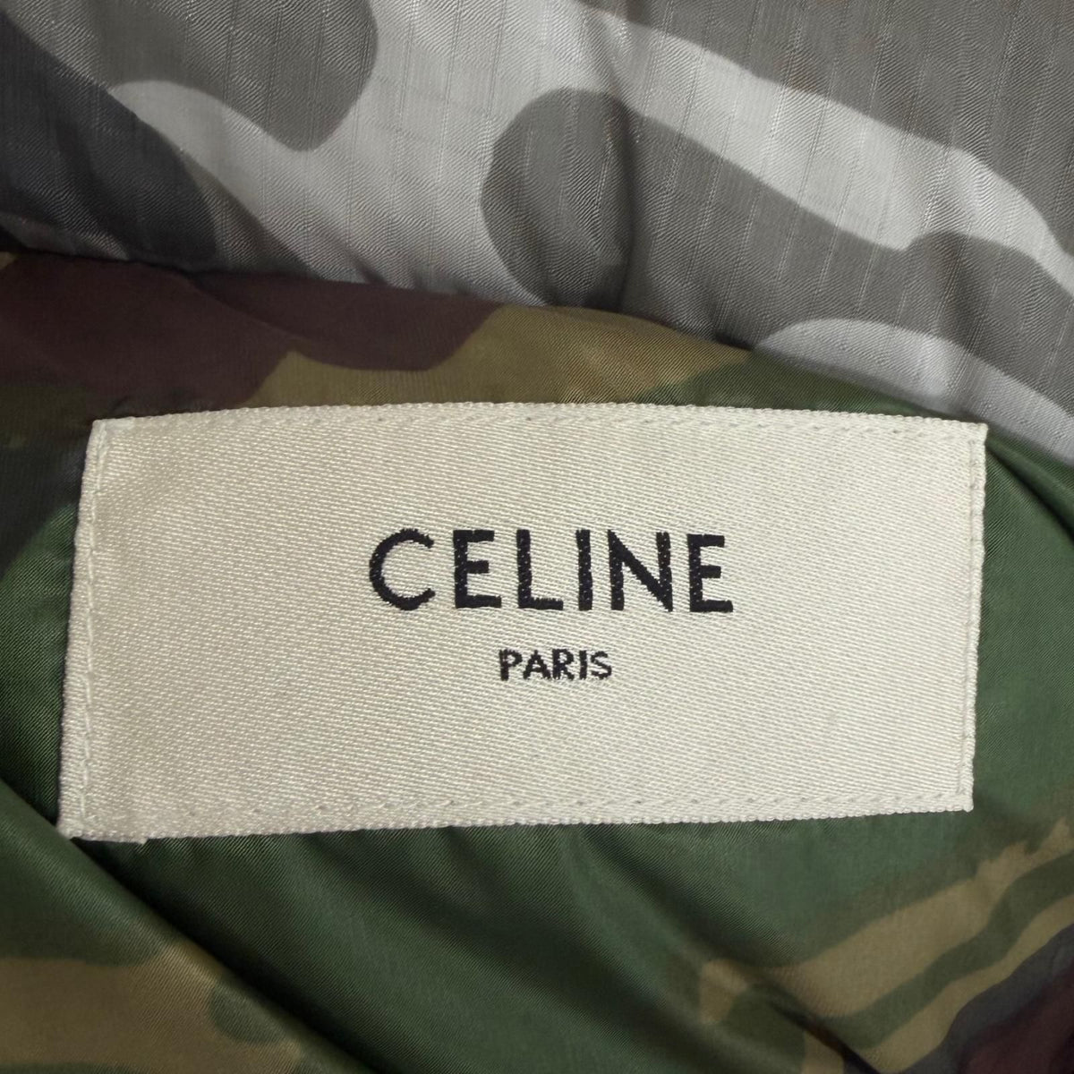 Celine Camouflage Stand Collar Down Jacket Puffer Gray 44 — view 8