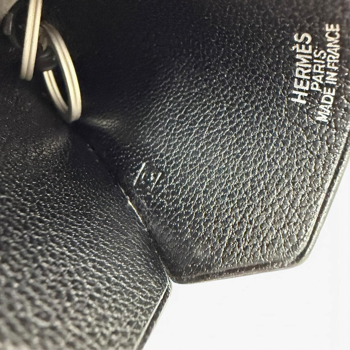 Hermes Vintage Leather Silver Martin Margiela Era Clochette Charm Necklace Black — view 8