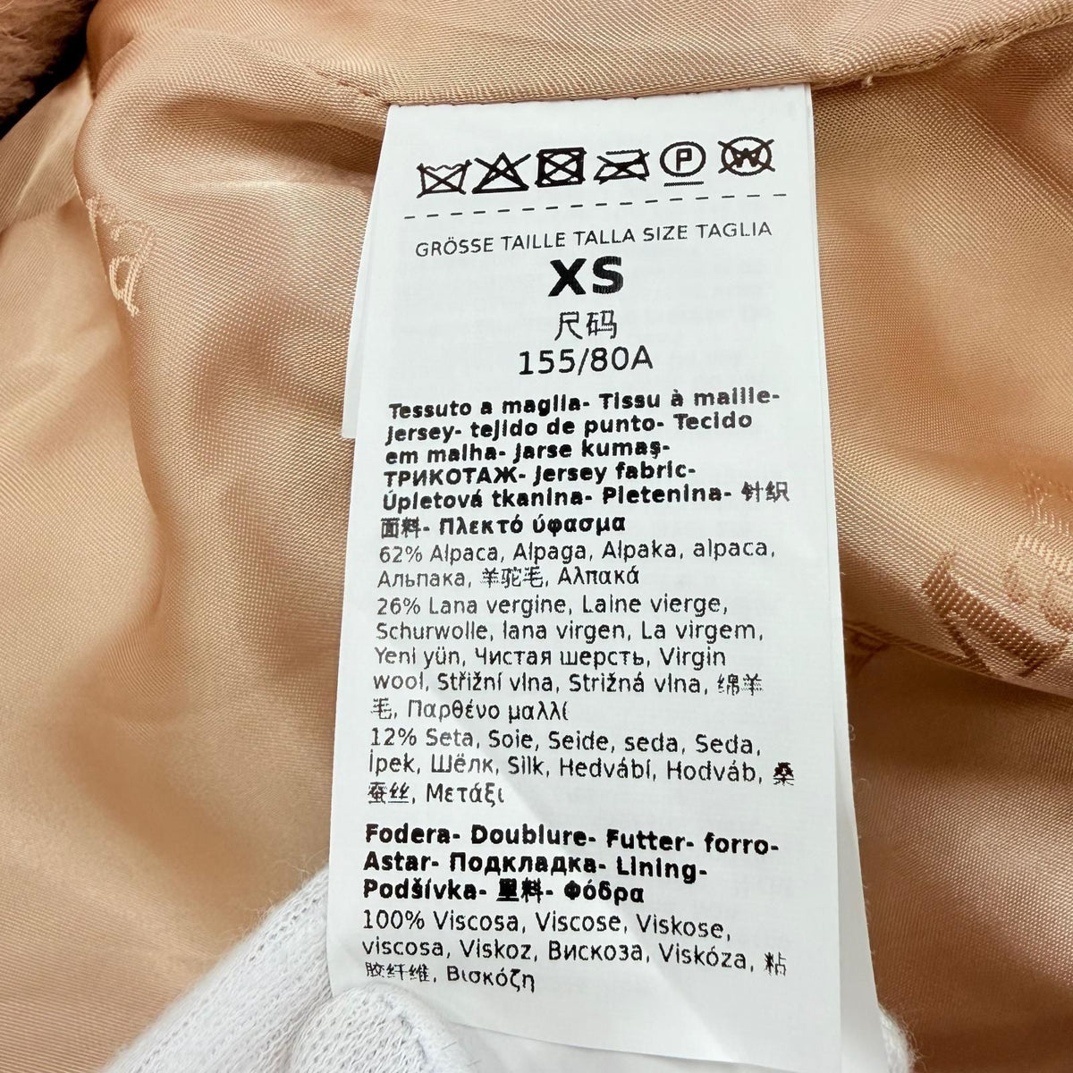 Max Mara Teddy Bear Alpaca Silk Blend Long Length Coat Pink Beige XS — view 8