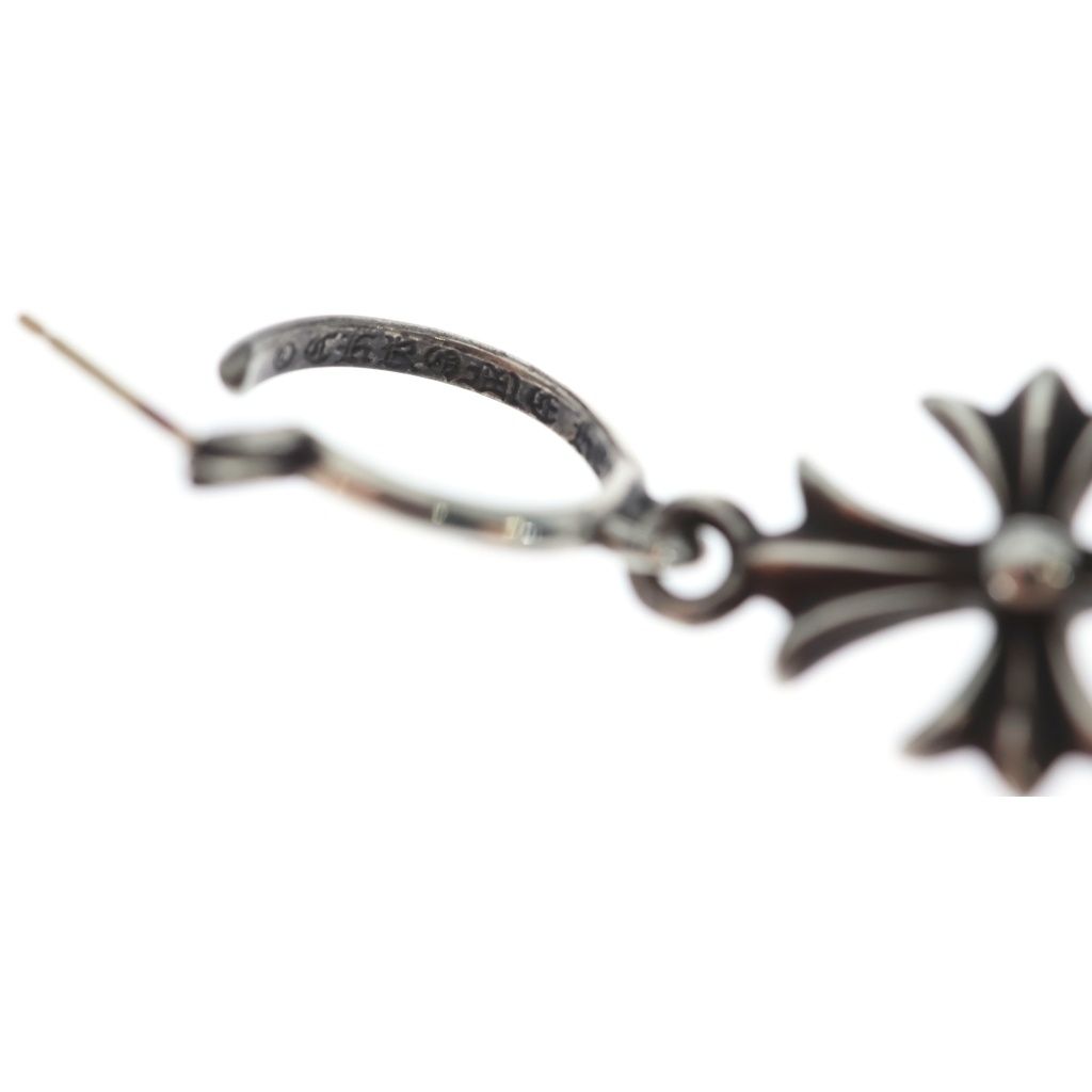 Chrome Hearts Tiny CH Cross Hoop Earrings Silver — view 6