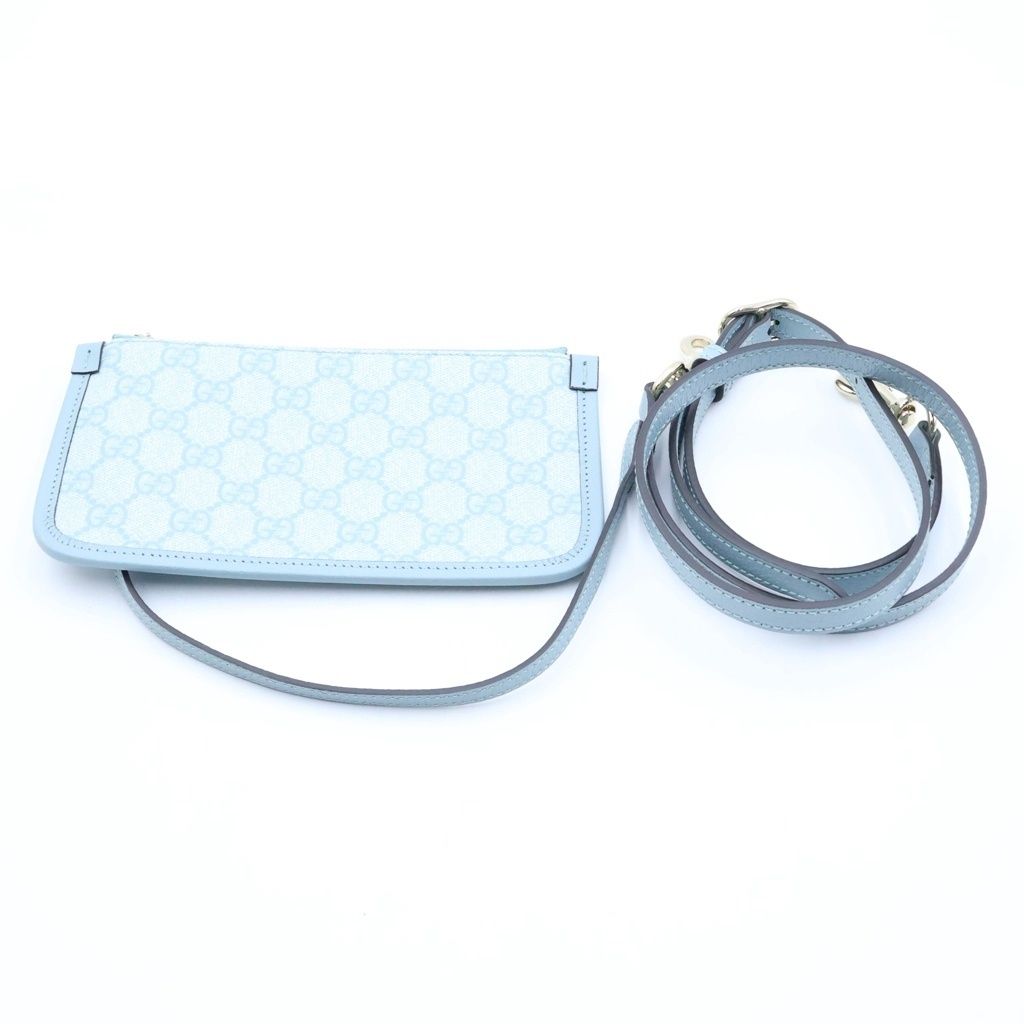 Gucci GG Supreme Ophidia Small 2-Way Shoulder Bag Tote Light Blue Leather Gold — view 8