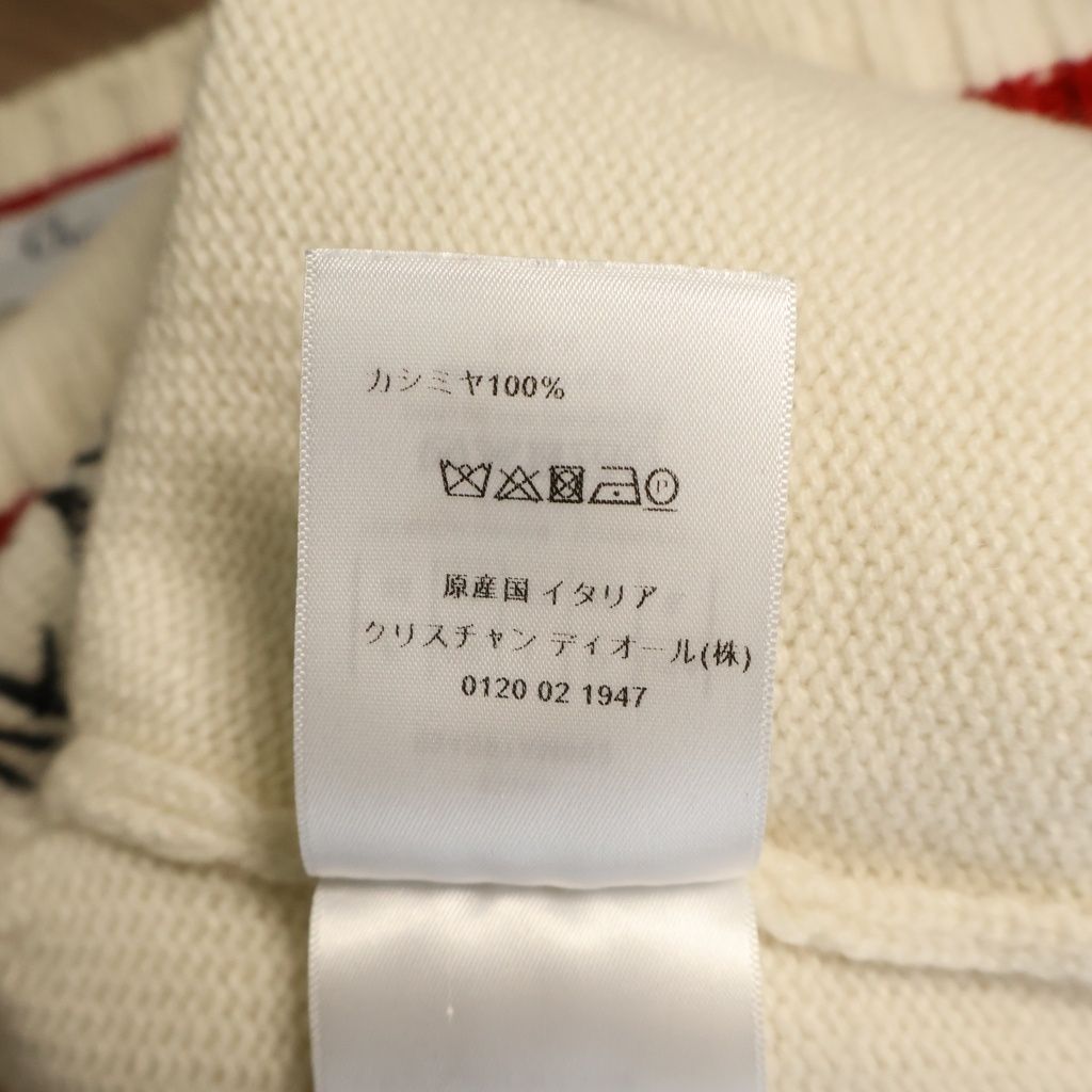 Dior I Love You Embroidery V-neck Long Sleeve Pullover Sweater Ivory Red — view 8